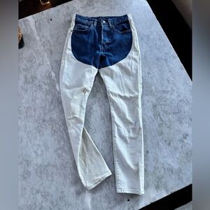 Levi's Two-Tone Chaps Skinny Jeans in Blue and White